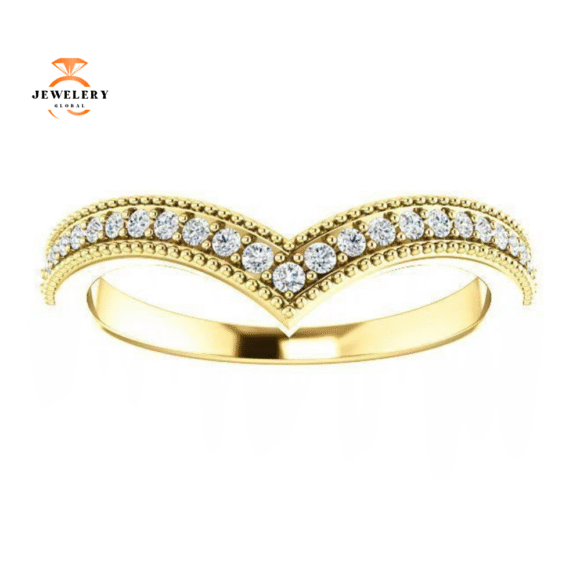 14KT GOLD 1/6 CTW DIAMOND STACABLE "V" RING - Image 6
