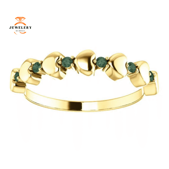 14KT GOLD GENUINE .12 CTW ALEXANDRITE STACKABLE HEART RING - Image 12
