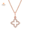 14KT ROSE GOLD 0.07 CTW DIAMOND CLOVER NECKLACE