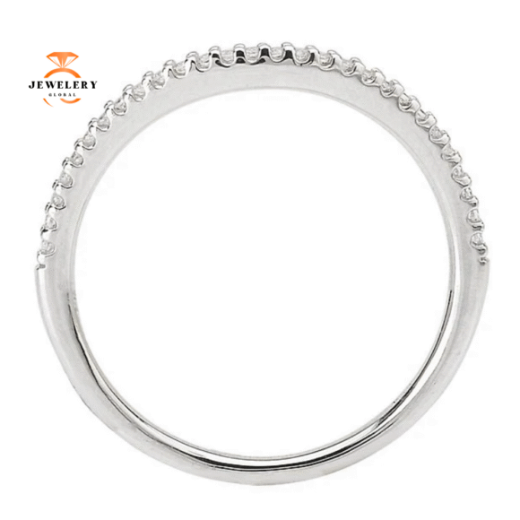 14KT WHITE GOLD .08 CTW DIAMOND CURVED BAND - Image 3