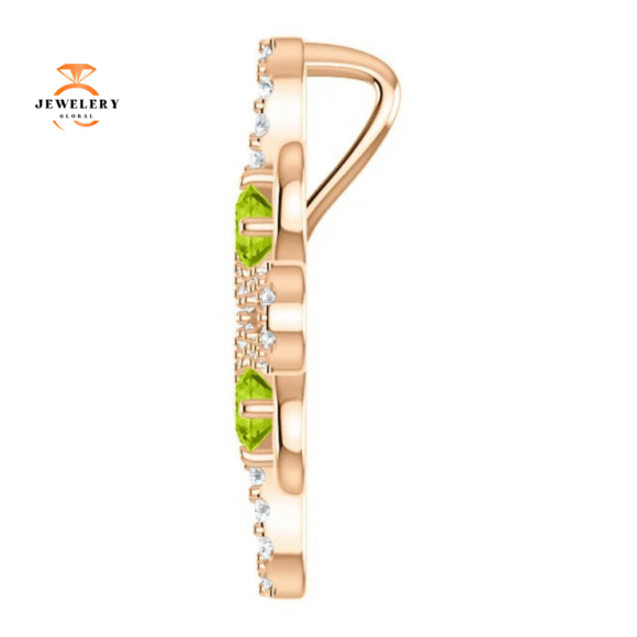 14KT GOLD PERIDOT & 1/6 CTW DIAMOND CLOVER PENDANT - Image 3