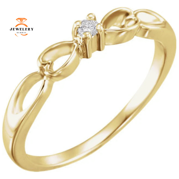 14KT GOLD ROUND DIAMOND PROMISE RING - Image 3