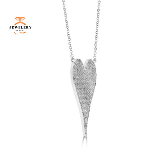 14KT GOLD 0.83 CTW DIAMOND PAVE HEART NECKLACE - Image 4