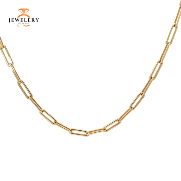 14 KARAT YELLOW GOLD 1.15 CARAT ROUND DIAMOND PAPERCLIP NECKLACE 16.25" - Image 2