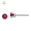 14KT GOLD 0 .70 CTW ROUND RUBY STUD EARRINGS