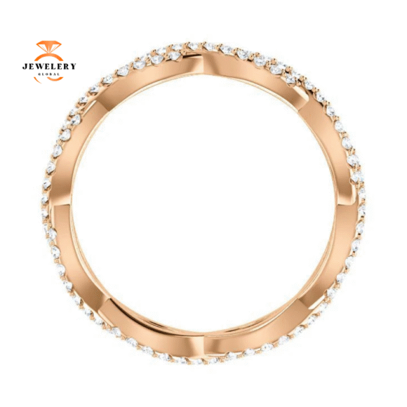 14KT GOLD 1/2 CTW DIAMOND INFINTY TWIST ETERNITY BAND - Image 2