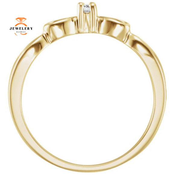 14KT GOLD ROUND DIAMOND PROMISE RING - Image 4