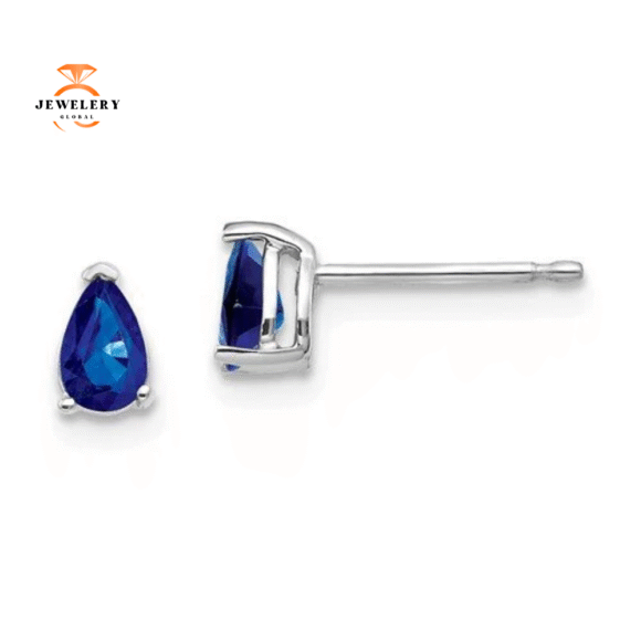 14KT GOLD 0.60 CTW PEAR BLUE SAPPHIRE STUD EARRINGS