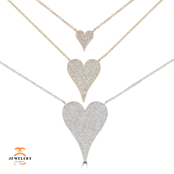 14KT GOLD 0.83 CTW DIAMOND PAVE HEART NECKLACE - Image 7