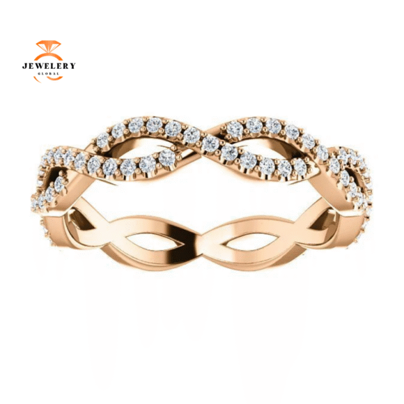 14KT GOLD 1/2 CTW DIAMOND INFINTY TWIST ETERNITY BAND - Image 3