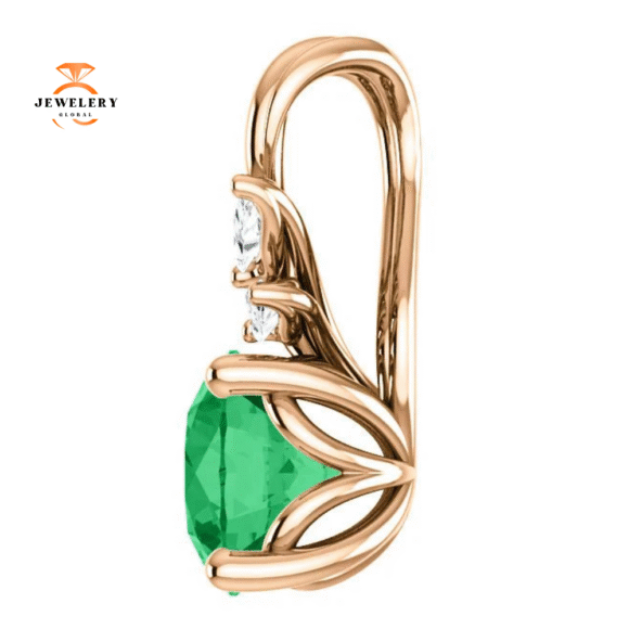 14KT GOLD 3/4 CTW EMERALD & 1/10 CTW DIAMOND PENDANT - Image 9