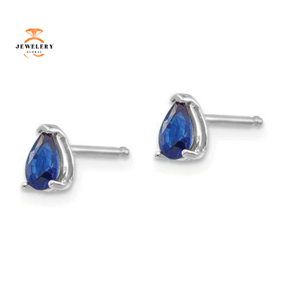 14KT GOLD 0.60 CTW PEAR BLUE SAPPHIRE STUD EARRINGS - Image 2