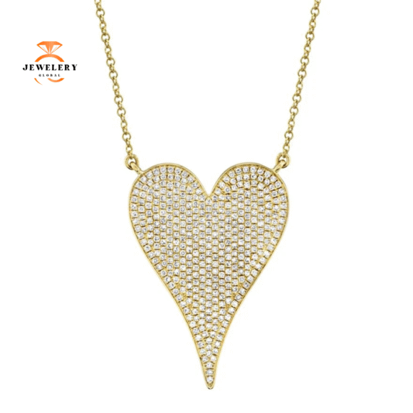 14KT GOLD 0.83 CTW DIAMOND PAVE HEART NECKLACE - Image 6