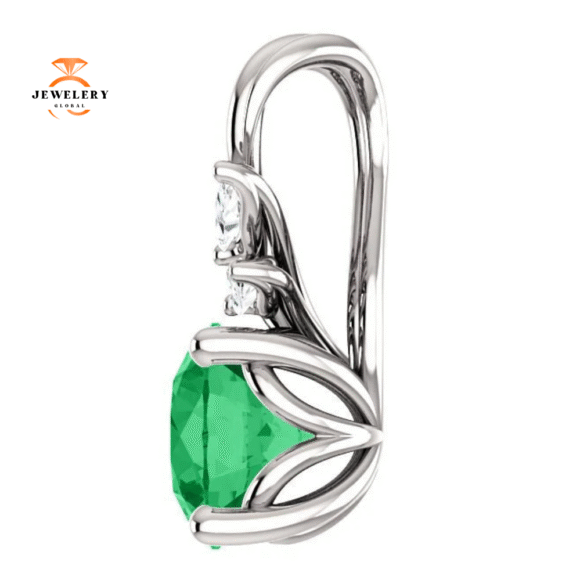 14KT GOLD 3/4 CTW EMERALD & 1/10 CTW DIAMOND PENDANT - Image 6