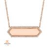 14KT GOLD ID BAR DIAMOND HALO NECKLACE
