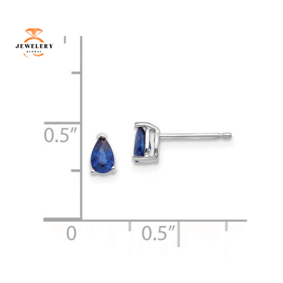 14KT GOLD 0.60 CTW PEAR BLUE SAPPHIRE STUD EARRINGS - Image 3
