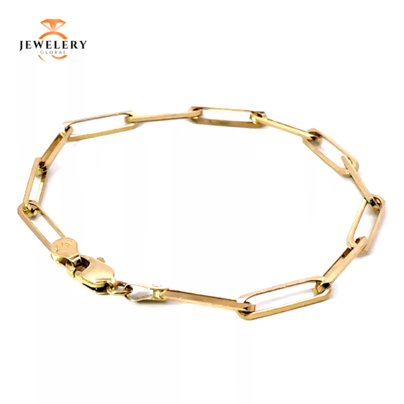 14 KARAT YELLOW GOLD 3.7MM PAPERCLIP BRACELET - Image 2