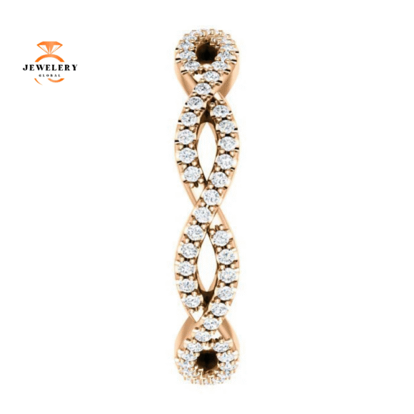 14KT GOLD 1/2 CTW DIAMOND INFINTY TWIST ETERNITY BAND - Image 4