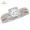 14KT 3/8 CTW DIAMOND 3-ROW CATHEDRAL SETTING FOR 1 CT PRINCESS/CUSHION