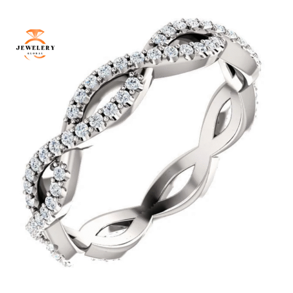 14KT GOLD 1/2 CTW DIAMOND INFINTY TWIST ETERNITY BAND - Image 5