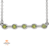 14KT GOLD 1/4 CTW PERIDOT BEZEL-SET BAR NECKLACE