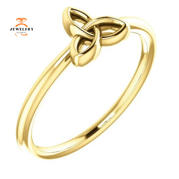 14KT GOLD STACKABLE CELTIC TRINITY RING - Image 3