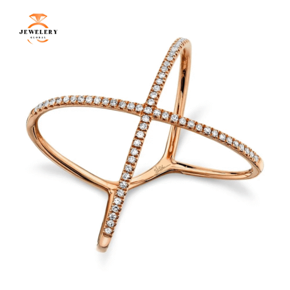 14KT GOLD 0.18 CTW DIAMOND LADY'S "X" RING