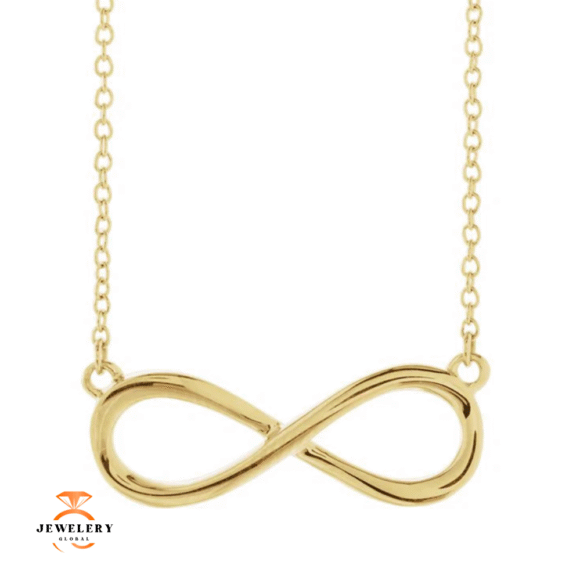 14KT GOLD INFINITY PENDANT ON 16-18" CABLE LINK NECKLACE - Image 2