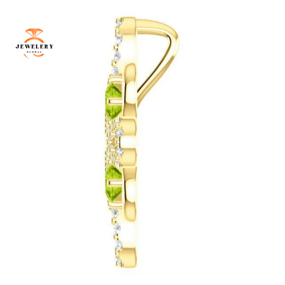 14KT GOLD PERIDOT & 1/6 CTW DIAMOND CLOVER PENDANT - Image 9