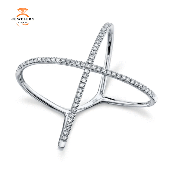 14KT GOLD 0.18 CTW DIAMOND LADY'S "X" RING - Image 3