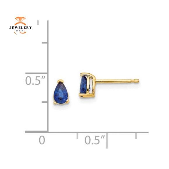 14KT GOLD 0.60 CTW PEAR BLUE SAPPHIRE STUD EARRINGS - Image 6