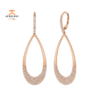 14KT GOLD 0.88 CTW DIAMOND PAVE PEAR DROP LEVERBACK EARRINGS