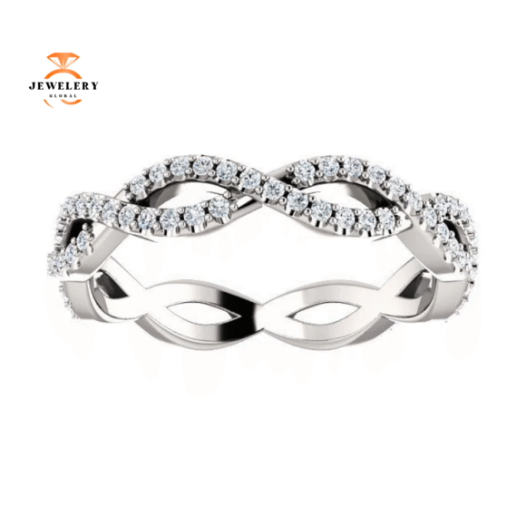 14KT GOLD 1/2 CTW DIAMOND INFINTY TWIST ETERNITY BAND - Image 7