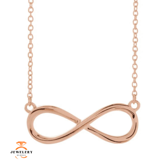 14KT GOLD INFINITY PENDANT ON 16-18" CABLE LINK NECKLACE - Image 3