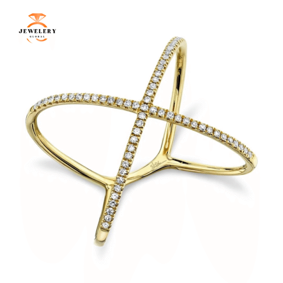 14KT GOLD 0.18 CTW DIAMOND LADY'S "X" RING - Image 2