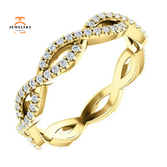 14KT GOLD 1/2 CTW DIAMOND INFINTY TWIST ETERNITY BAND - Image 9