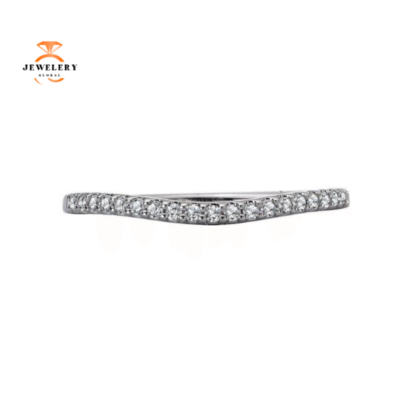 14KT GOLD 1/8 CTW ROUND DIAMOND 19 STONE CURVED BAND - Image 3