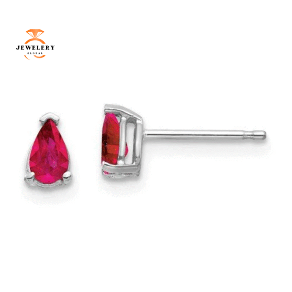 14KT GOLD 0.60 CTW PEAR RUBY STUD EARRINGS