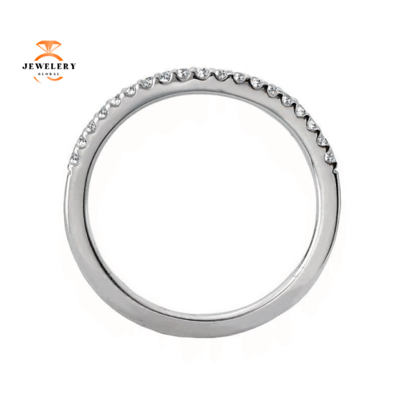 14KT GOLD 1/8 CTW ROUND DIAMOND 19 STONE CURVED BAND - Image 2