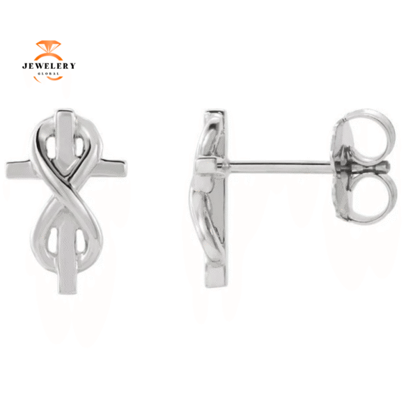14KT GOLD INFINITY-INSPIRED CROSS EARRINGS