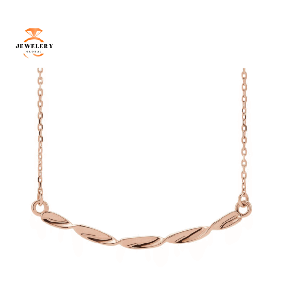 14KT GOLD TWISTED RIBBON BAR NECKLACE - Image 5