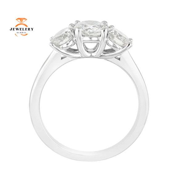 14KT White Gold 1 1/2 CTW Diamond 3 Stone Ring - Image 2