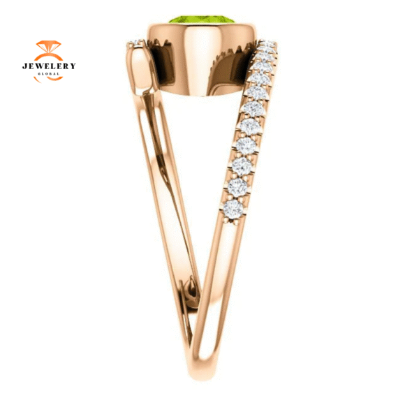 14KT GOLD PERIDOT & DIAMOND BEZEL-SET BYPASS RING - Image 4