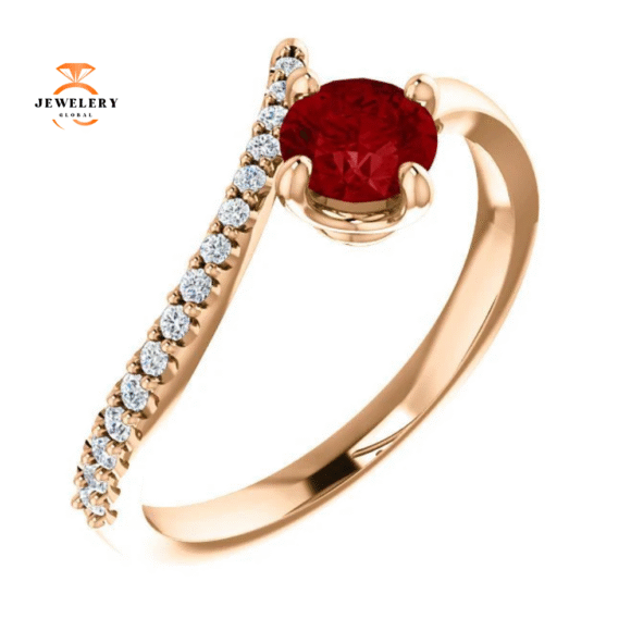 14KT GOLD 2/3 CT RUBY & 1/10 CTW DIAMOND BYPASS RING