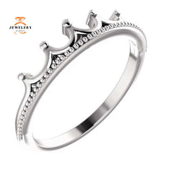 14KT GOLD STACKABLE CROWN RING - Image 3