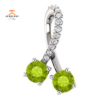 14KT GOLD 0.60 CTW PERIDOT & 0.05 CTW DIAMOND FREEFORM 2 STONE PENDANT
