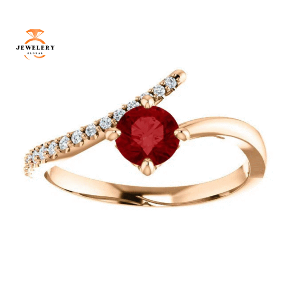 14KT GOLD 2/3 CT RUBY & 1/10 CTW DIAMOND BYPASS RING - Image 2