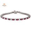 14KT GOLD 3.68 CTW RUBY & 2.30 CTW DIAMOND TENNIS BRACELET