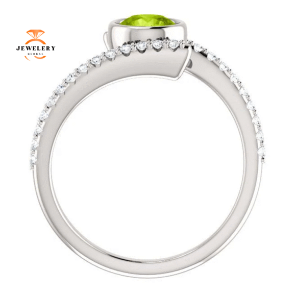 14KT GOLD PERIDOT & DIAMOND BEZEL-SET BYPASS RING - Image 6