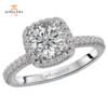 14KT 3/8 CTW Diamond Cushion Halo Setting For 2 CT Round/Cushion